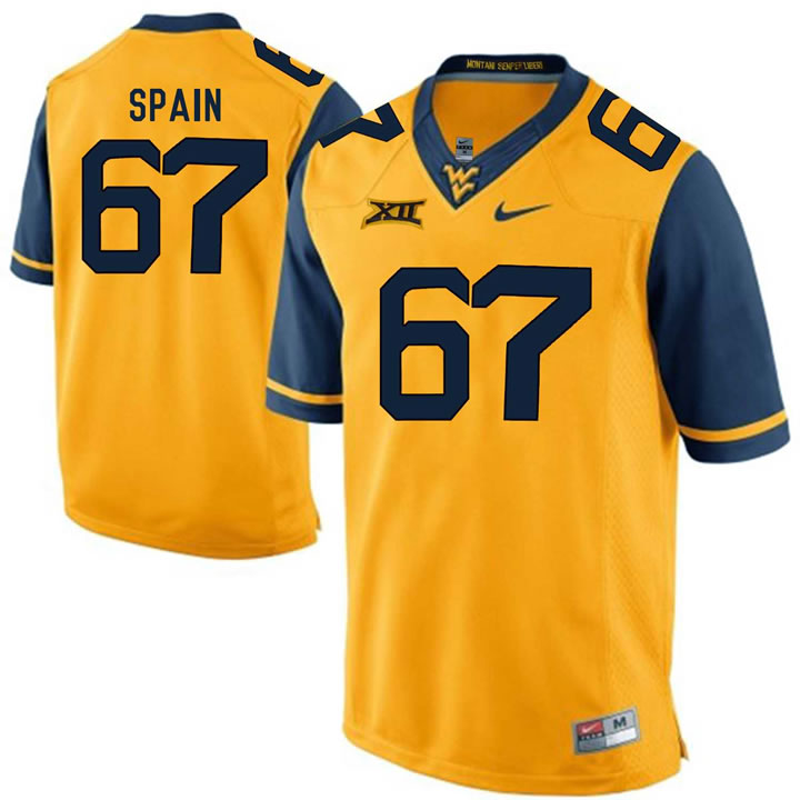 West Virginia Mountaineers #67 Quinton Spain Gold College Football Jersey